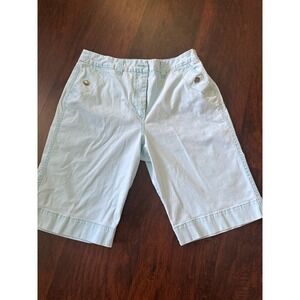 Chico's Bermuda Capri Shorts Women's Size 2 Blue Cotton Blend‎
